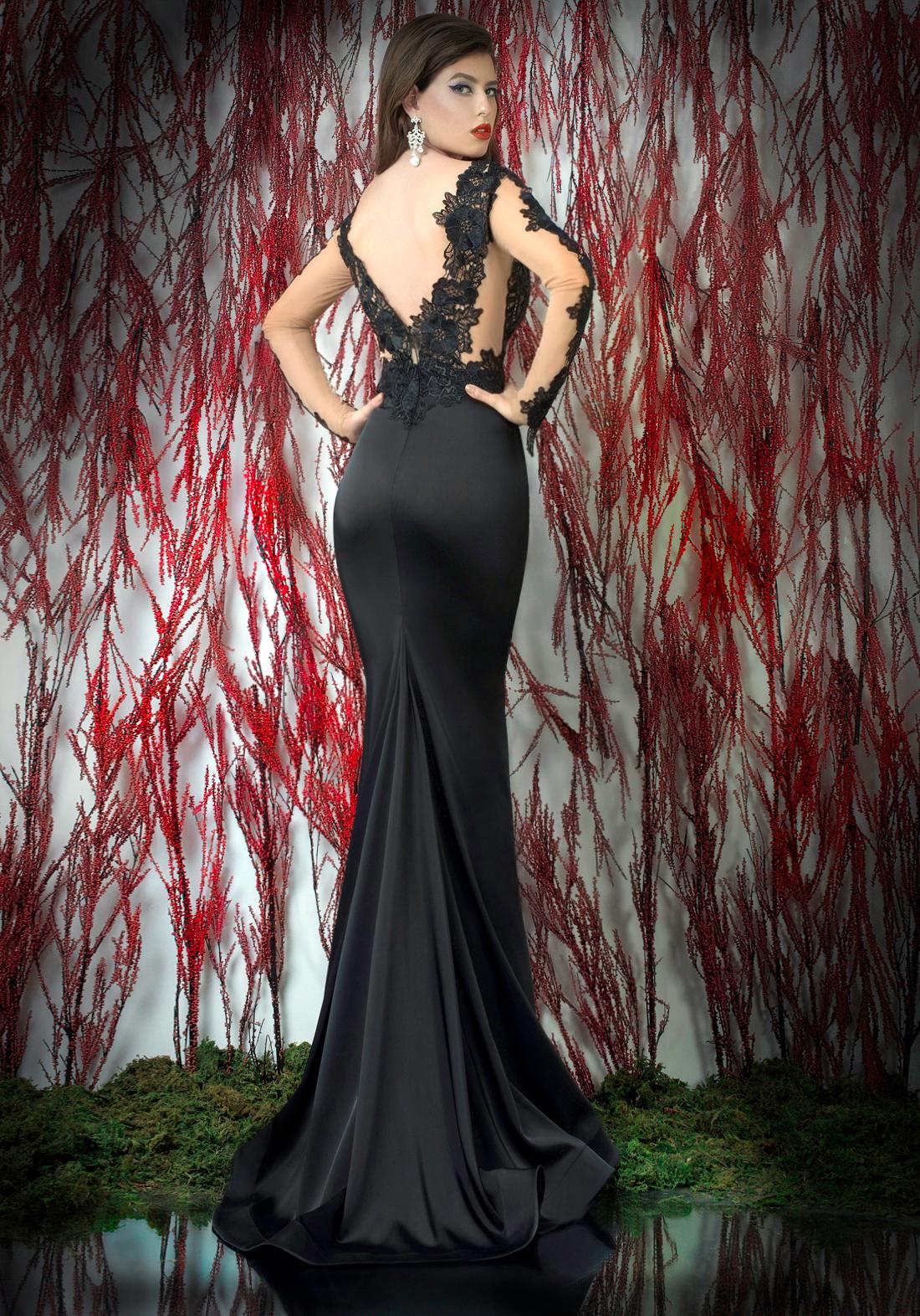 A Line Sequin Embellished Bodice Long Strapless Sweetheart Black Prom Dress_2