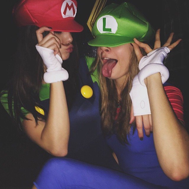 Kendall Jenner as Mario and Cara Delevingne as Luigi