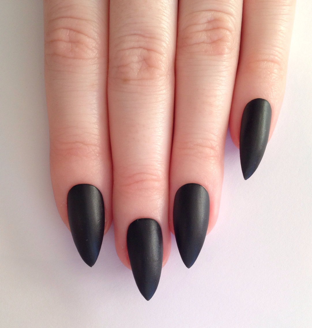 Matte-black-stiletto-nails