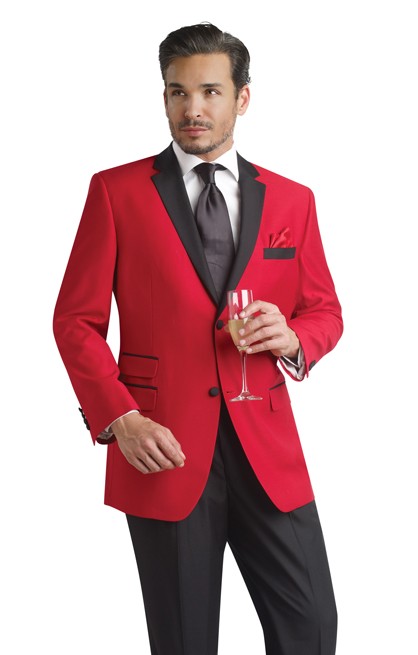 Men's Slim Fit Red Tuxedo with Black Trousers