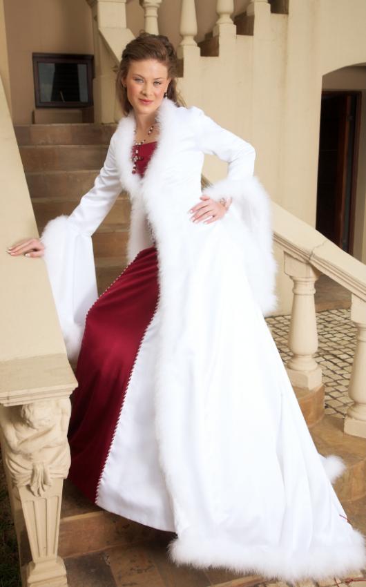 White-cape-Bridal Gowns For Winter Wedding
