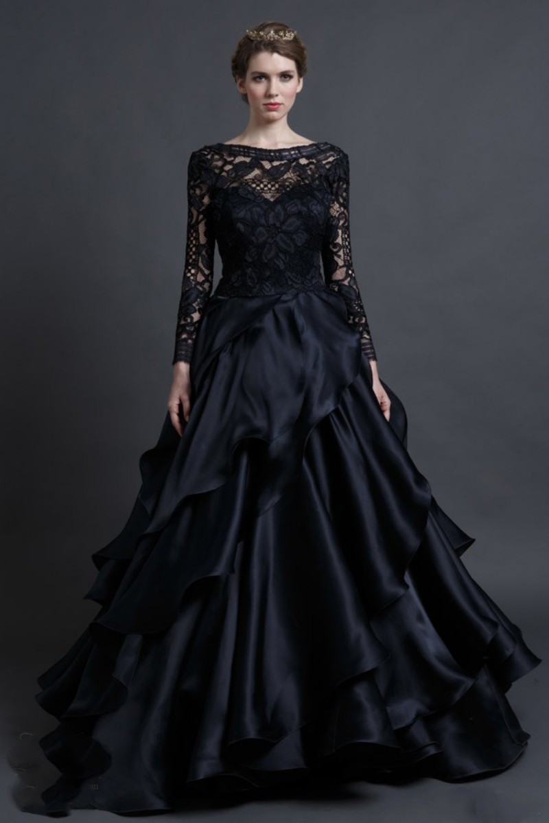 black-lace-long-wedding-dress
