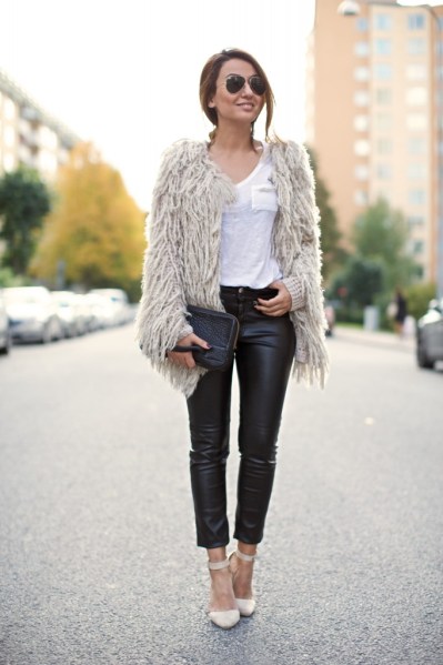 classy leather pants outfit