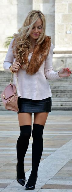 winter skirt outfit idea