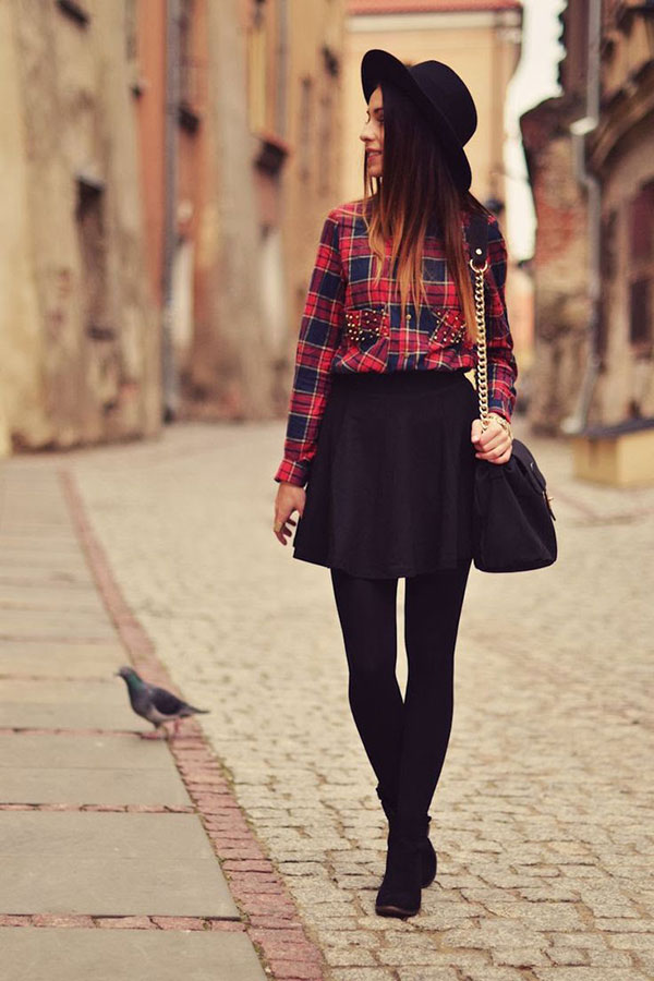 winter skirt outfit style
