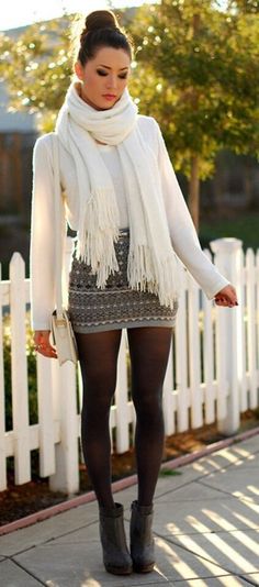 winter skirt outfit