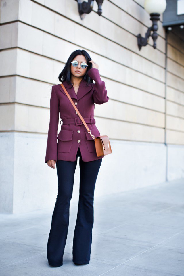Purple-Coat-with-Flared-Jeans