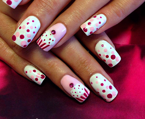 Cute-Pink-Polka-Dot-Nail-Design