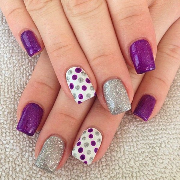 Purple-Glitter-Polka-Dot-Nail-Design