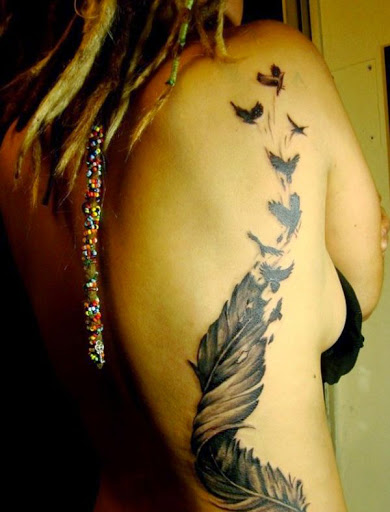feather-tattoos-for-girls-on-back