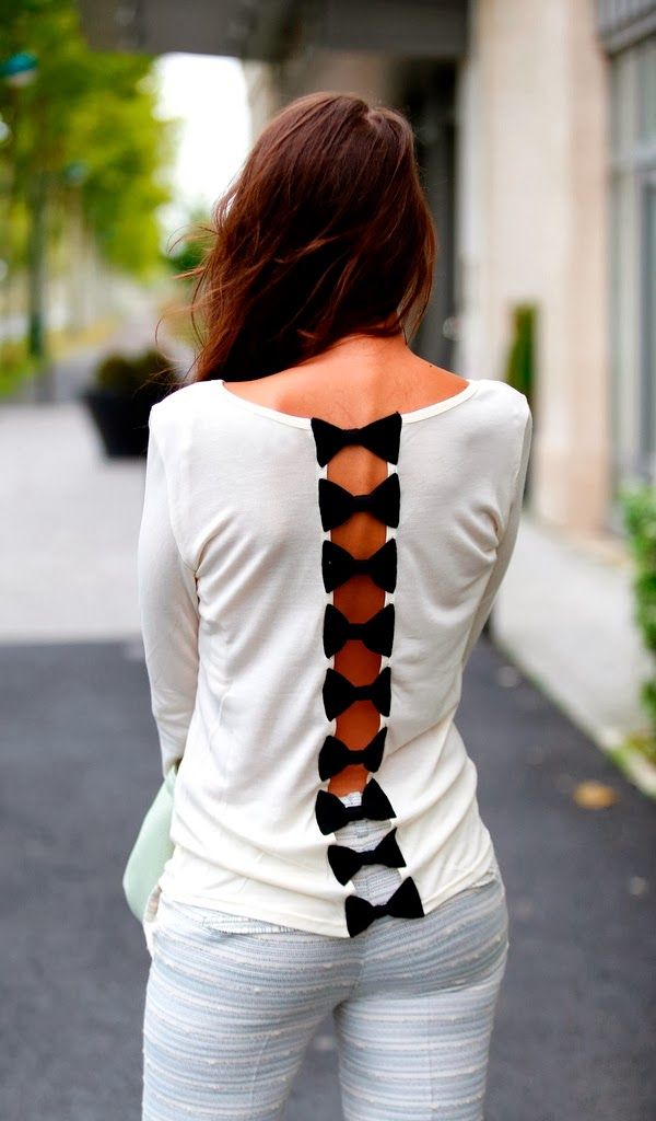 Cute-white-shirt-with-small-black-back-bows-fashion