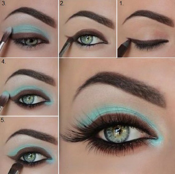 Pale Blue and Brown Makeup