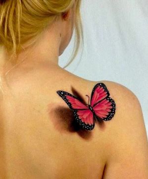 Pink-3D-Butterfly-Tattoo