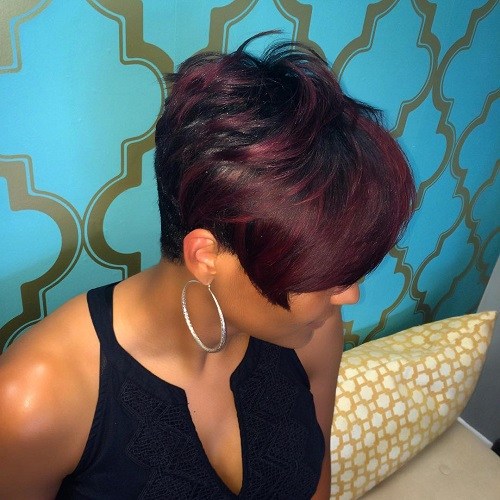 short-black-hairstyle-with-burgundy-balayage