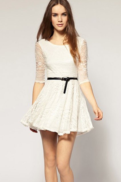 white-princess-lace-dress-with-medium-sleeve