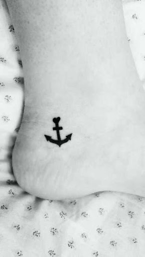 Anchor with heart designs for ankle tattoos