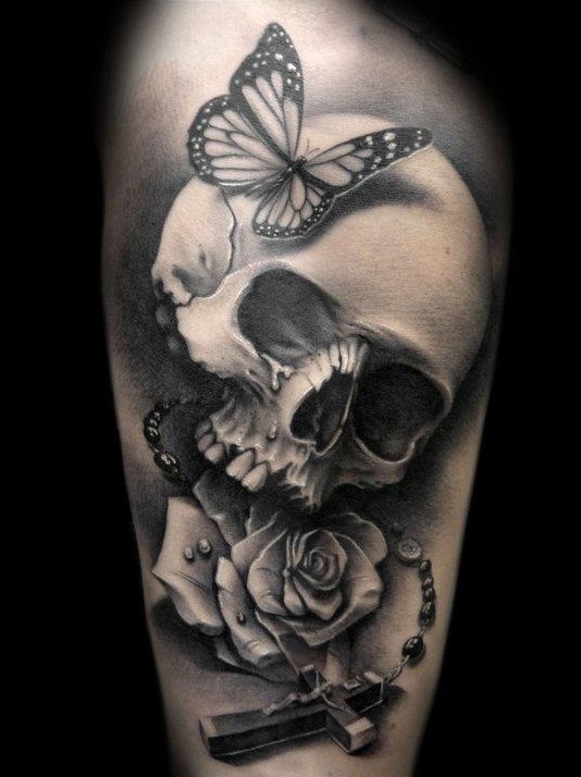 Butterfly-and-Skull-Tattoo