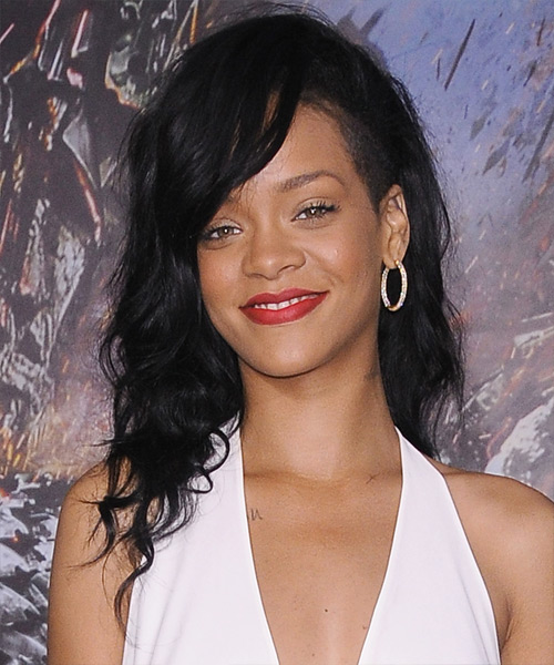 Rihanna Long Wavy Hairstyle - Black