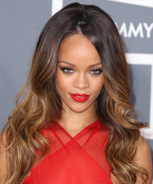 Rihanna Long Wavy Hairstyle