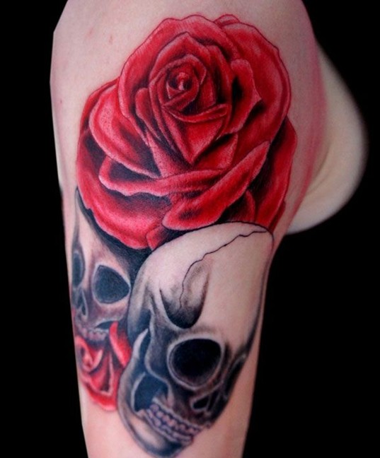 Rose-and-Skull-Tattoos