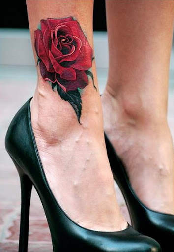 Rose flower Ankle tattoos