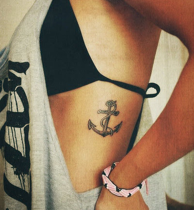 Simple anchor tattoos designs for rib cage