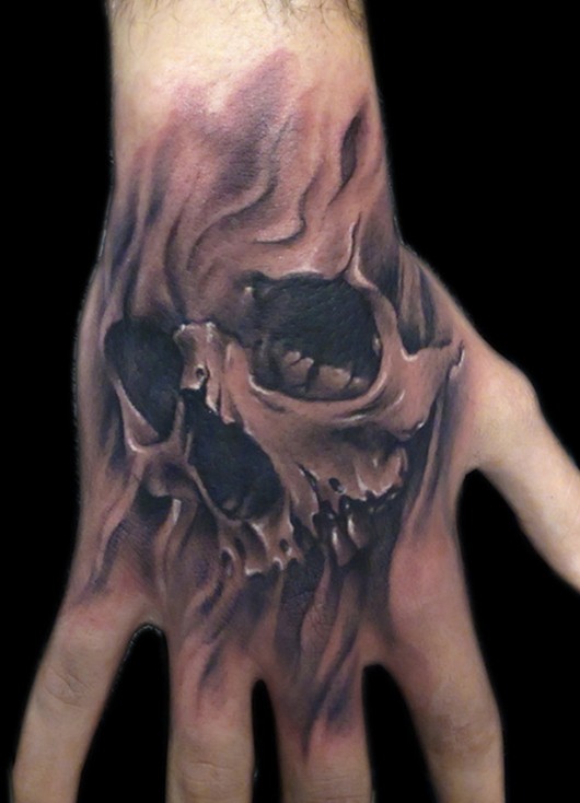 Skull-Tattoo-on-hand