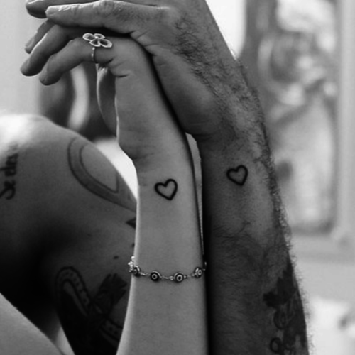 Small Heart Tattoos designs for love couples on wrist
