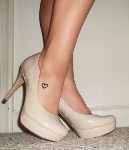 Small heart tattoo design on ankle for women