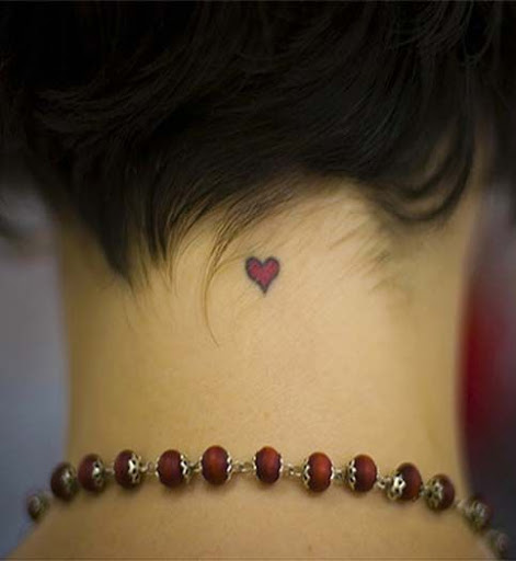 Small heart tattoos designs on neck for men and women