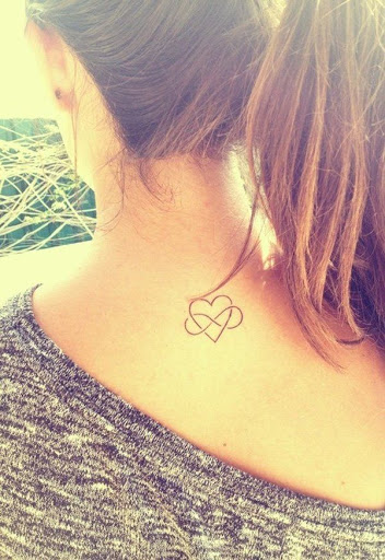 Tattooed Heart designs with Infinity on the back of the neck