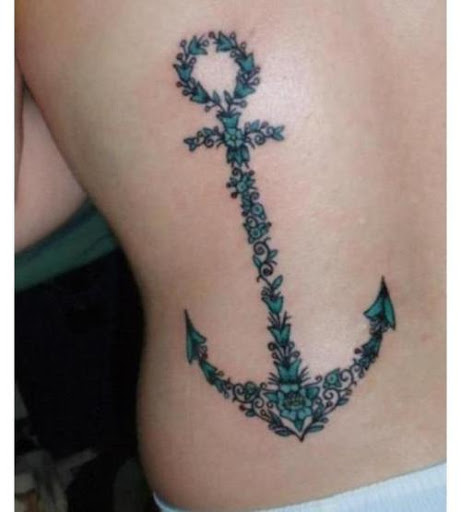 Unique Anchor tattoo design on back