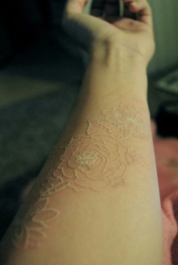 White-ink-flower-tattoo
