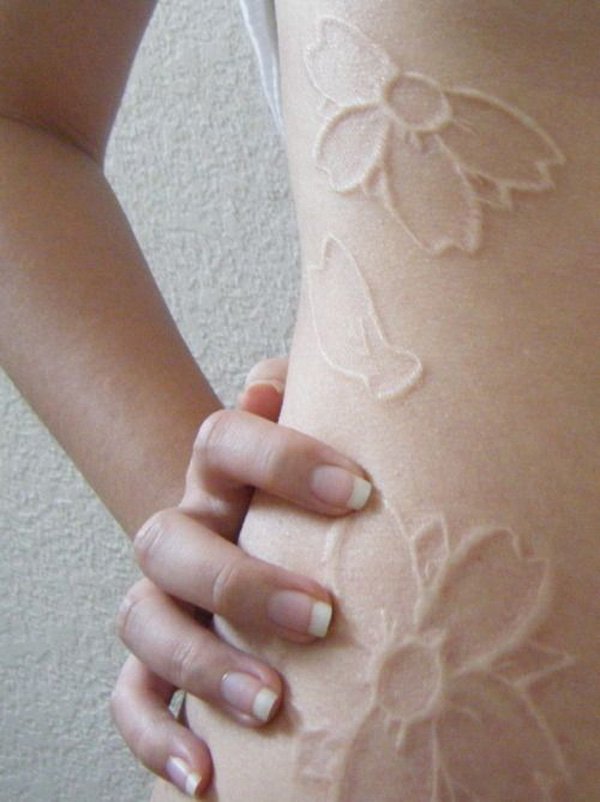 White-ink-flower-tattoos