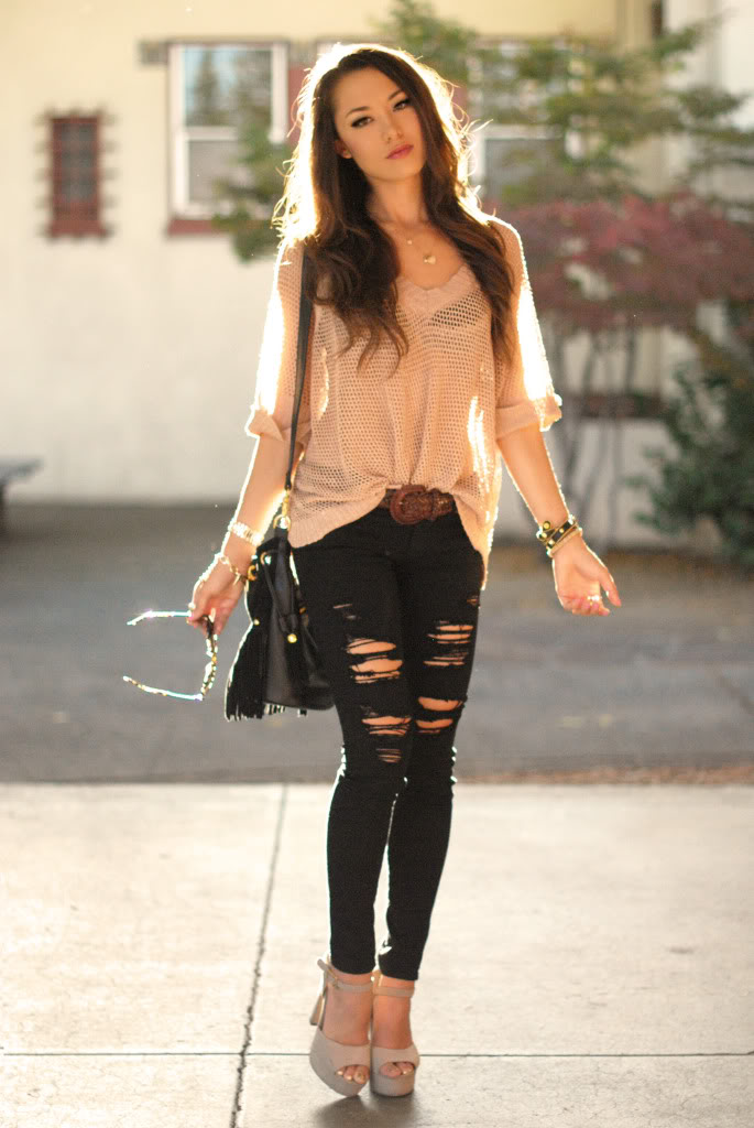 ripped-jeans-with-feminine-blouse