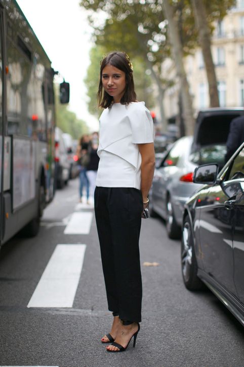 work-outfit-idea-black-trousers-interesting-white-blouse