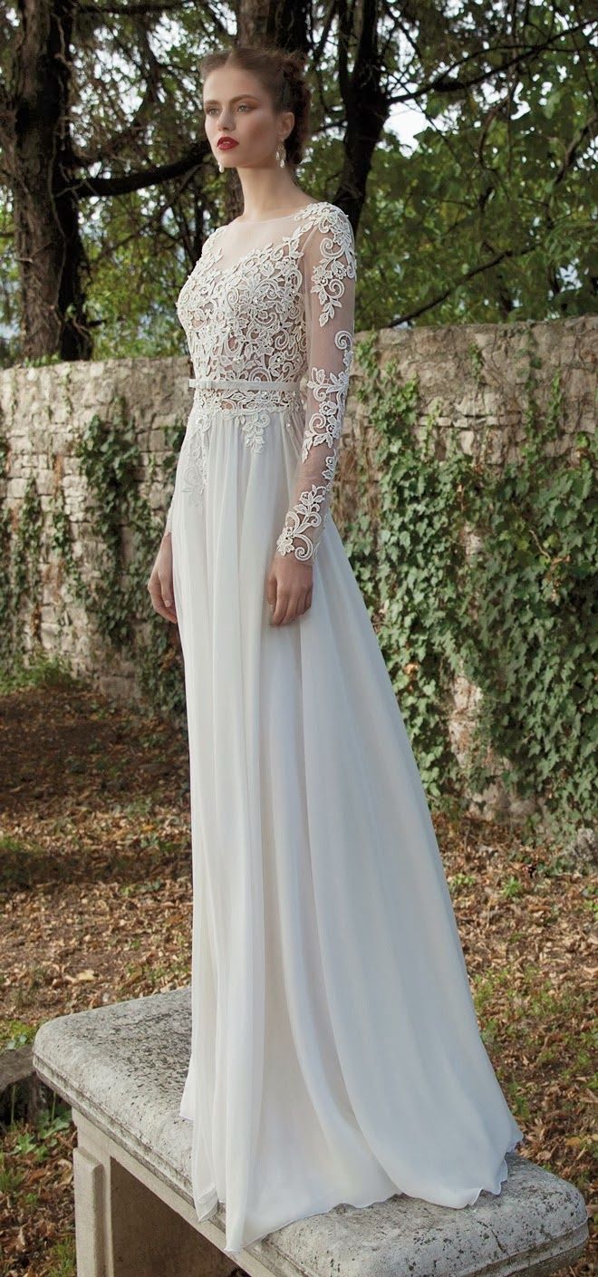 Lace-and-Chiffon-Wedding-Dresses-with-Sleeves