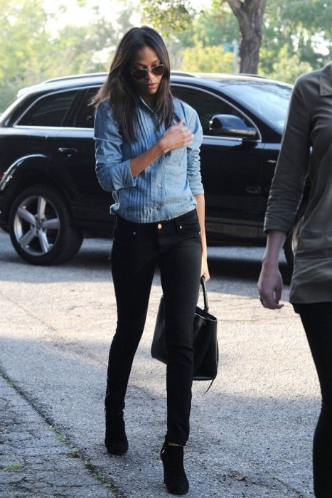 Zoe Saldana Black Jeans Outfits