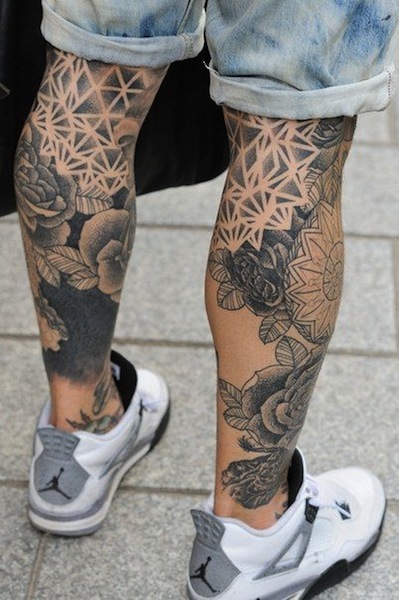 men-flowers-calf-leg-tattoos