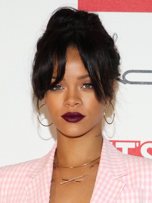 Rihannas-Updo-With-A-Parted-Fringe