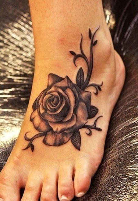 Women-tattoos-Rose-tattoo-on-foot