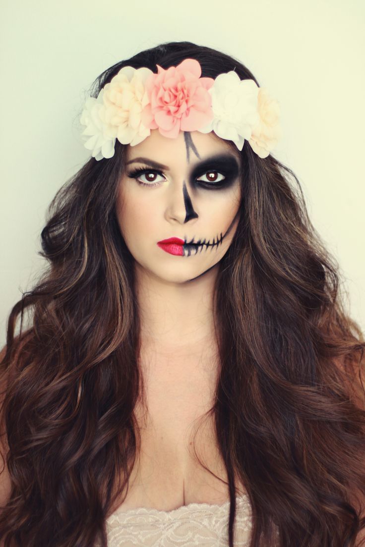 Day Of The Dead Half Face Halloween Makeup