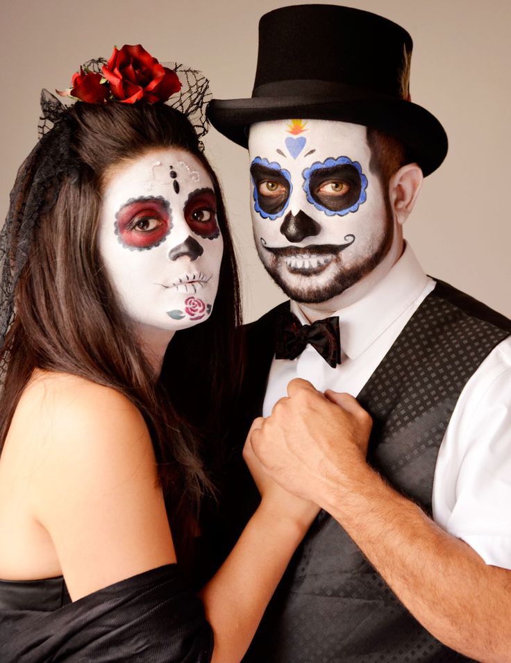 Day of the Dead Sugar Skull Halloween Makeup for Couples
