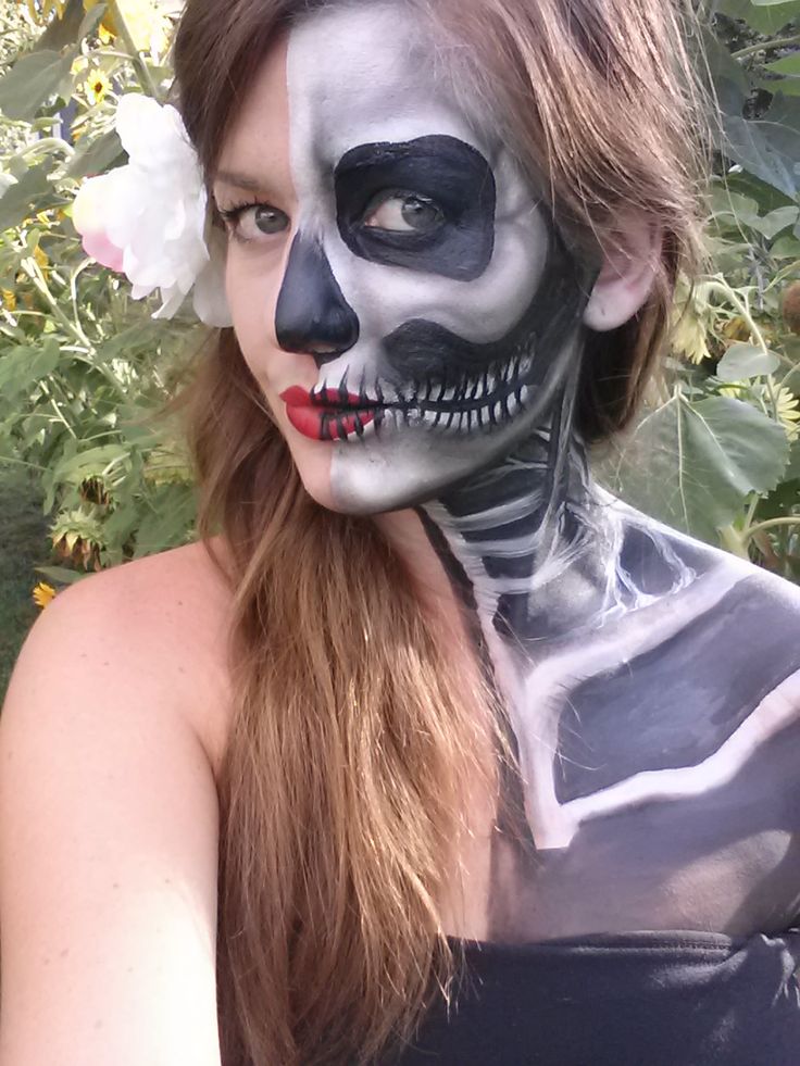 Female Half Face Halloween Makeup