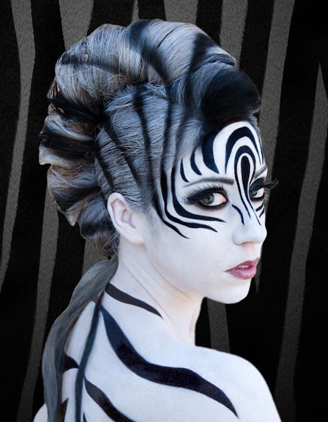 Full Zebra Girly Halloween Makeup