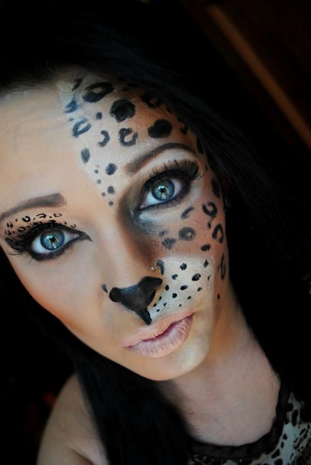 Half Face Leopards Halloween Makeup