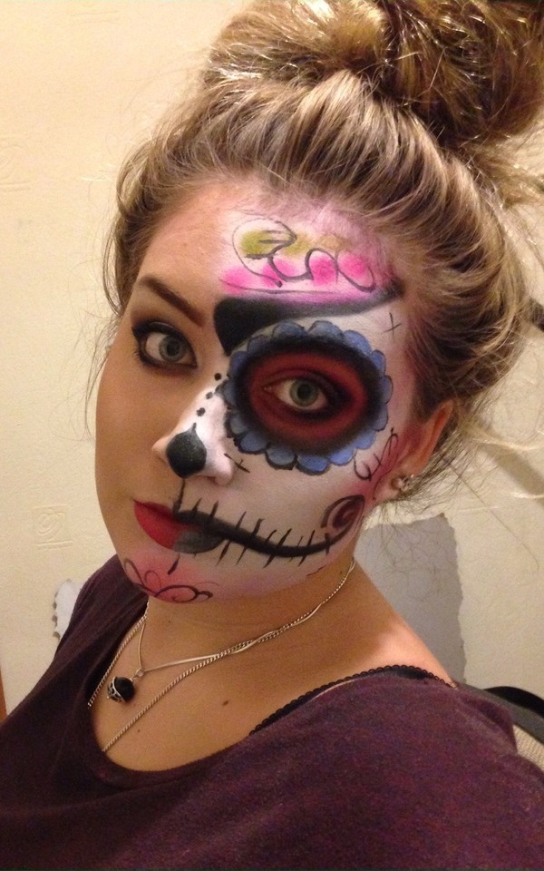 Half Face Sugar Skull Halloween Makeup Ideas