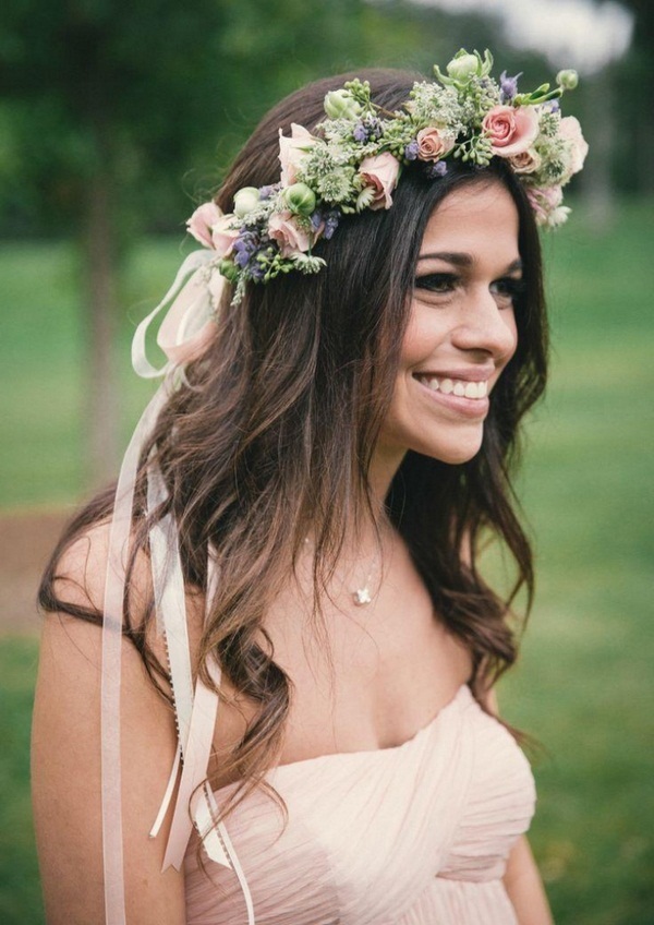Romantic Wedding Hairstyles With Wreaths