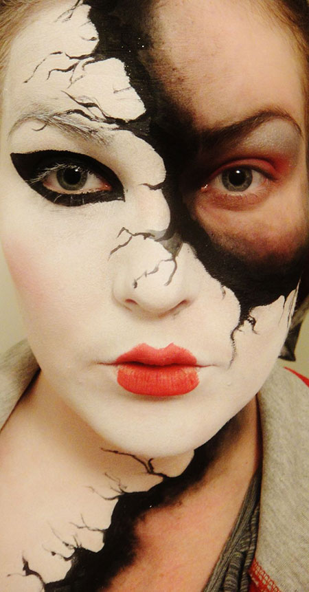 Scary Half Face Halloween Makeup