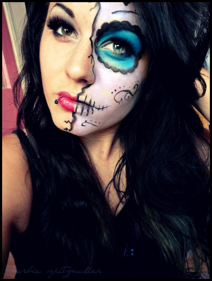 Skeleton Half Face Halloween Makeup Ideas